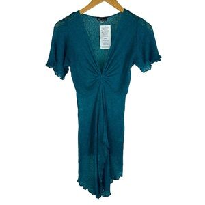 NWT Tanami Knit Top Swim Cover Up Medium Teal Blue